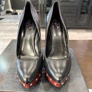 Donald J. Pliner Black and Red Studded Heels
